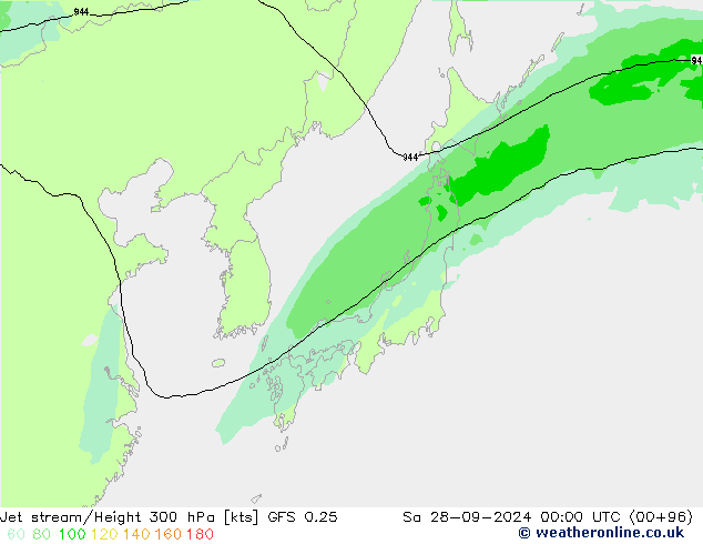 Corriente en chorro GFS 0.25 sáb 28.09.2024 00 UTC