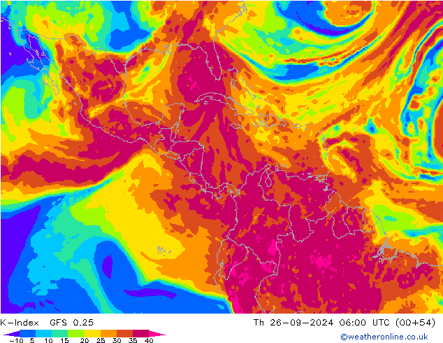 K-Index GFS 0.25 Qui 26.09.2024 06 UTC