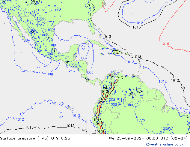 GFS 0.25: Qua 25.09.2024 00 UTC