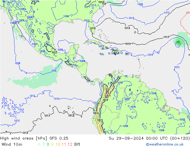 High wind areas GFS 0.25 Su 29.09.2024 00 UTC