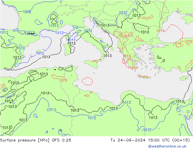 Presión superficial GFS 0.25 mar 24.09.2024 15 UTC