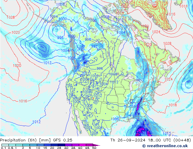 Z500/Rain (+SLP)/Z850 GFS 0.25 gio 26.09.2024 00 UTC