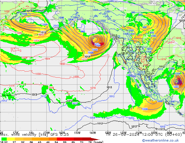 Max. wind velocity GFS 0.25  26.09.2024 12 UTC