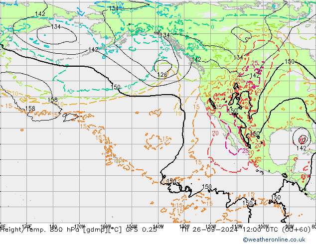 Z500/Rain (+SLP)/Z850 GFS 0.25 чт 26.09.2024 12 UTC