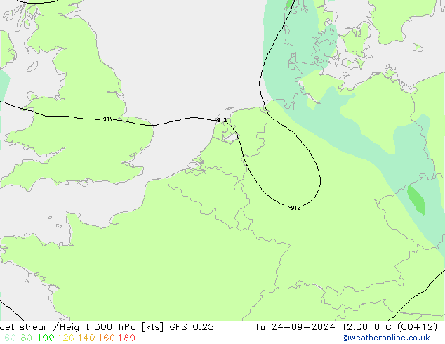 Straalstroom GFS 0.25 di 24.09.2024 12 UTC