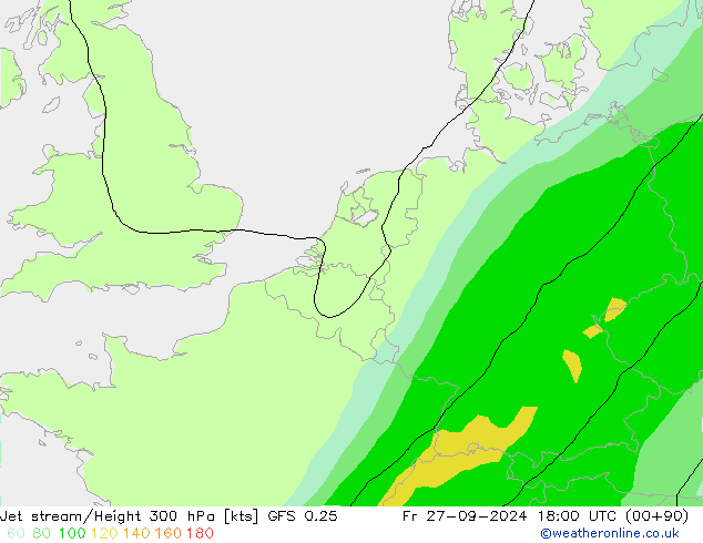 Jet stream/Height 300 hPa GFS 0.25 Fr 27.09.2024 18 UTC