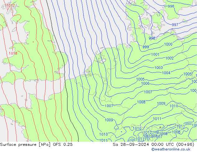 GFS 0.25: sam 28.09.2024 00 UTC