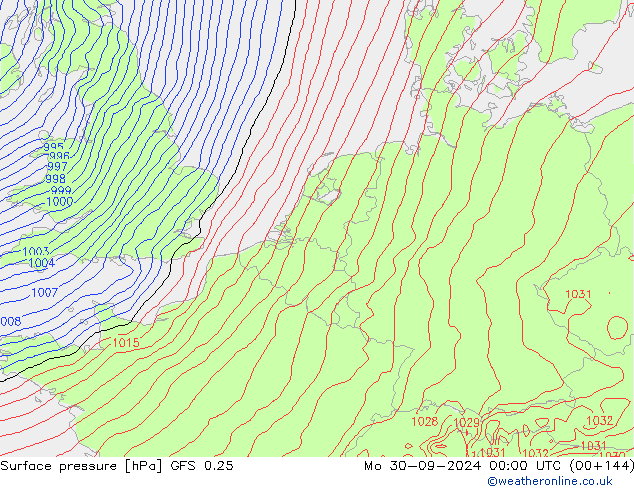 GFS 0.25: Seg 30.09.2024 00 UTC