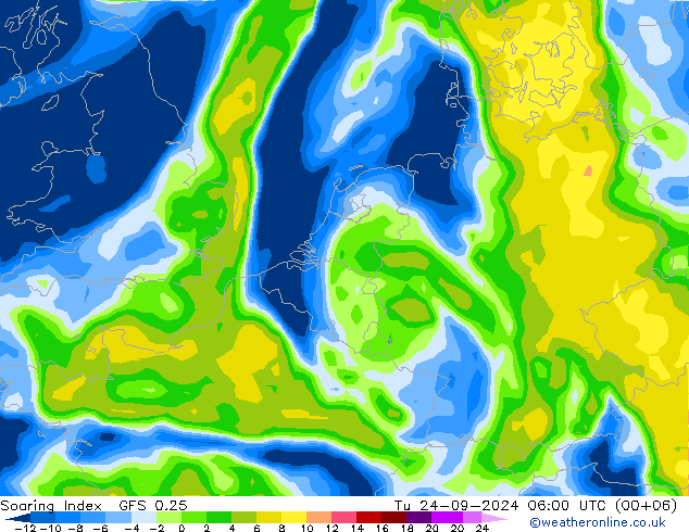 Soaring Index GFS 0.25 星期二 24.09.2024 06 UTC