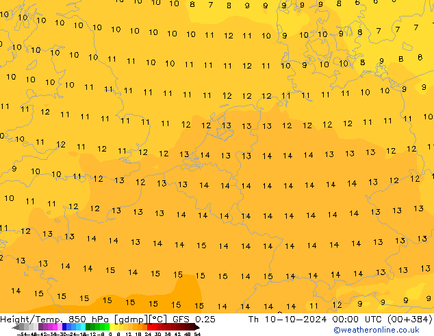 Z500/Rain (+SLP)/Z850 GFS 0.25 jeu 10.10.2024 00 UTC