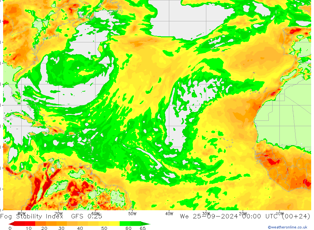 Fog Stability Index GFS 0.25 ср 25.09.2024 00 UTC