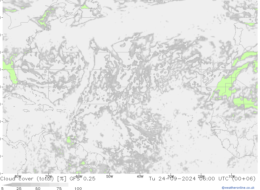 Nubi (totali) GFS 0.25 mar 24.09.2024 06 UTC