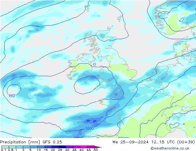 opad GFS 0.25 śro. 25.09.2024 15 UTC