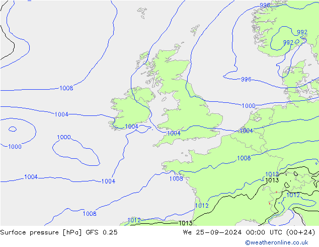 GFS 0.25: Mi 25.09.2024 00 UTC