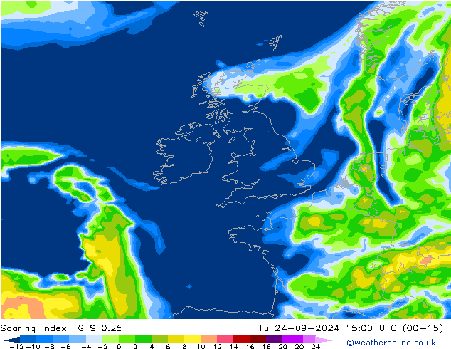 Soaring Index GFS 0.25 Út 24.09.2024 15 UTC