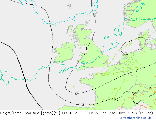 Z500/Rain (+SLP)/Z850 GFS 0.25 Pá 27.09.2024 06 UTC