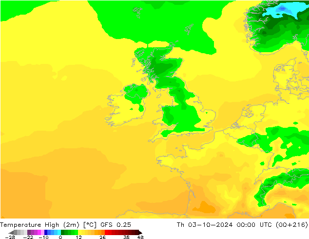 Temperatura máx. (2m) GFS 0.25 jue 03.10.2024 00 UTC