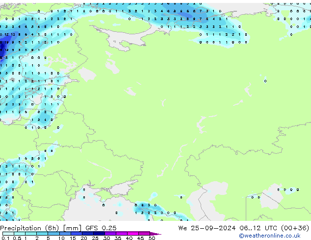 Z500/Rain (+SLP)/Z850 GFS 0.25 śro. 25.09.2024 12 UTC