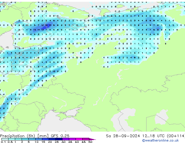 Z500/Rain (+SLP)/Z850 GFS 0.25 so. 28.09.2024 18 UTC