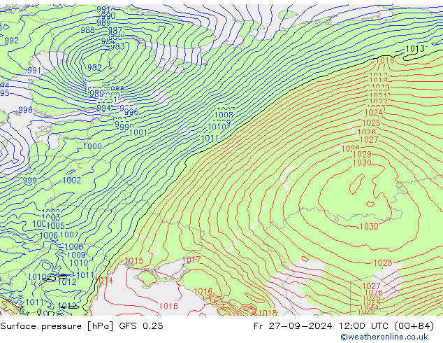 GFS 0.25: vr 27.09.2024 12 UTC