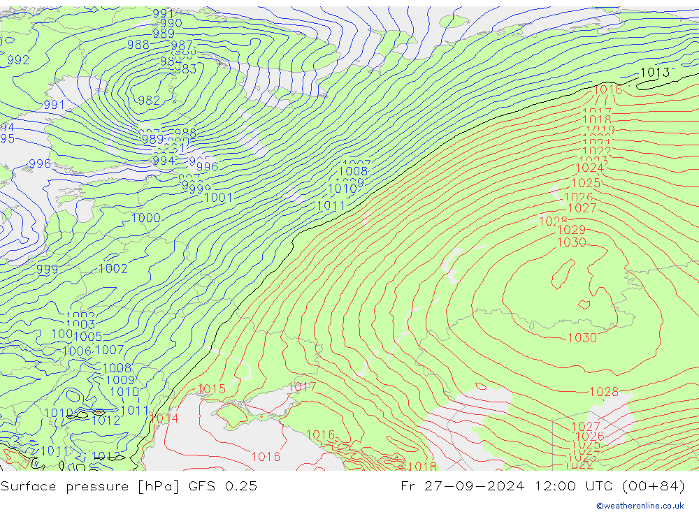 GFS 0.25: Pá 27.09.2024 12 UTC