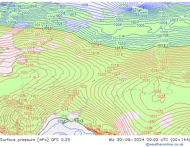 GFS 0.25: Mo 30.09.2024 00 UTC