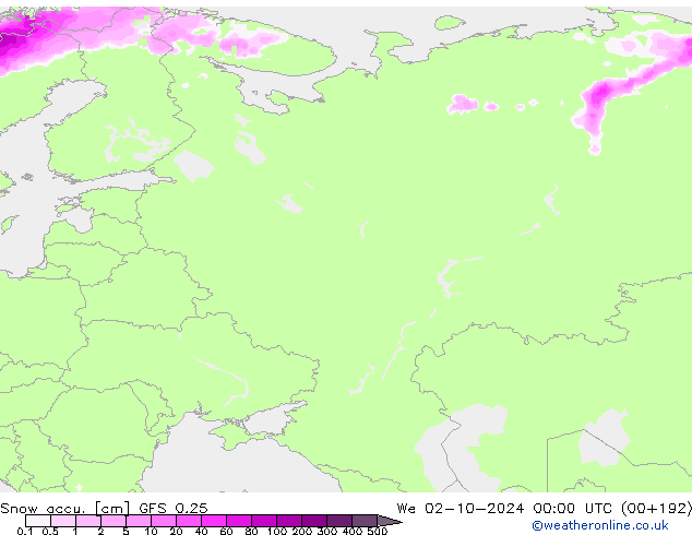 Schneemenge GFS 0.25 Mi 02.10.2024 00 UTC