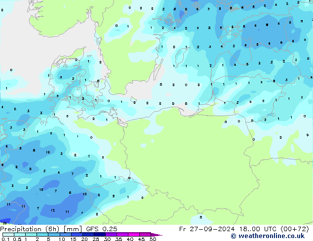 Z500/Rain (+SLP)/Z850 GFS 0.25 Pá 27.09.2024 00 UTC