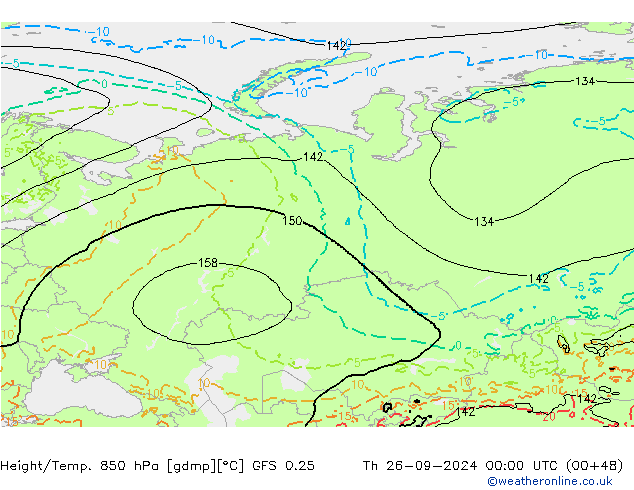 Z500/Rain (+SLP)/Z850 GFS 0.25 jeu 26.09.2024 00 UTC