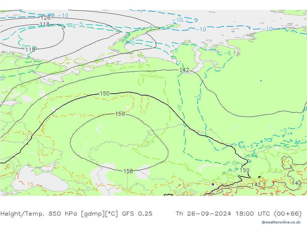 Z500/Rain (+SLP)/Z850 GFS 0.25  26.09.2024 18 UTC