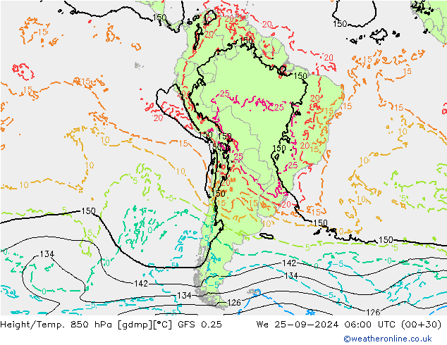 Z500/Regen(+SLP)/Z850 GFS 0.25 wo 25.09.2024 06 UTC