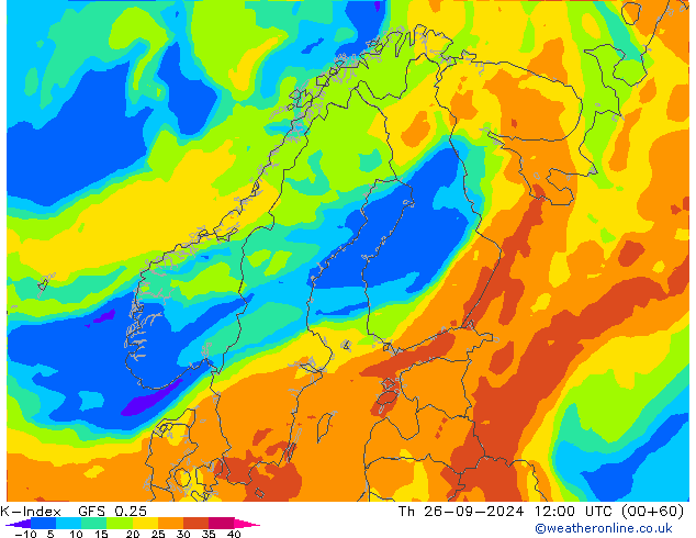 K-Index GFS 0.25 jue 26.09.2024 12 UTC