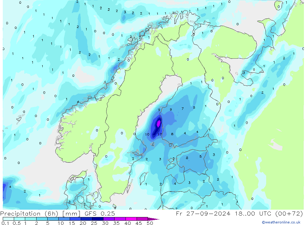 Z500/Rain (+SLP)/Z850 GFS 0.25 Fr 27.09.2024 00 UTC