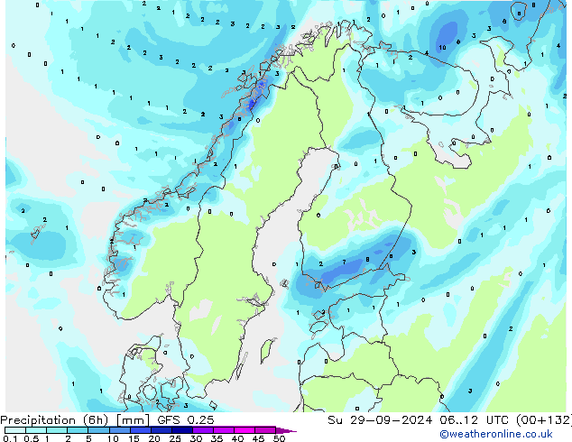 Z500/Yağmur (+YB)/Z850 GFS 0.25 Paz 29.09.2024 12 UTC