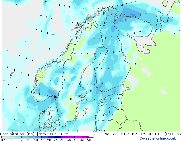 Z500/Rain (+SLP)/Z850 GFS 0.25 Mi 02.10.2024 00 UTC