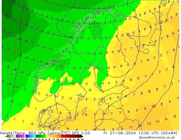 Z500/Rain (+SLP)/Z850 GFS 0.25 Pá 27.09.2024 12 UTC