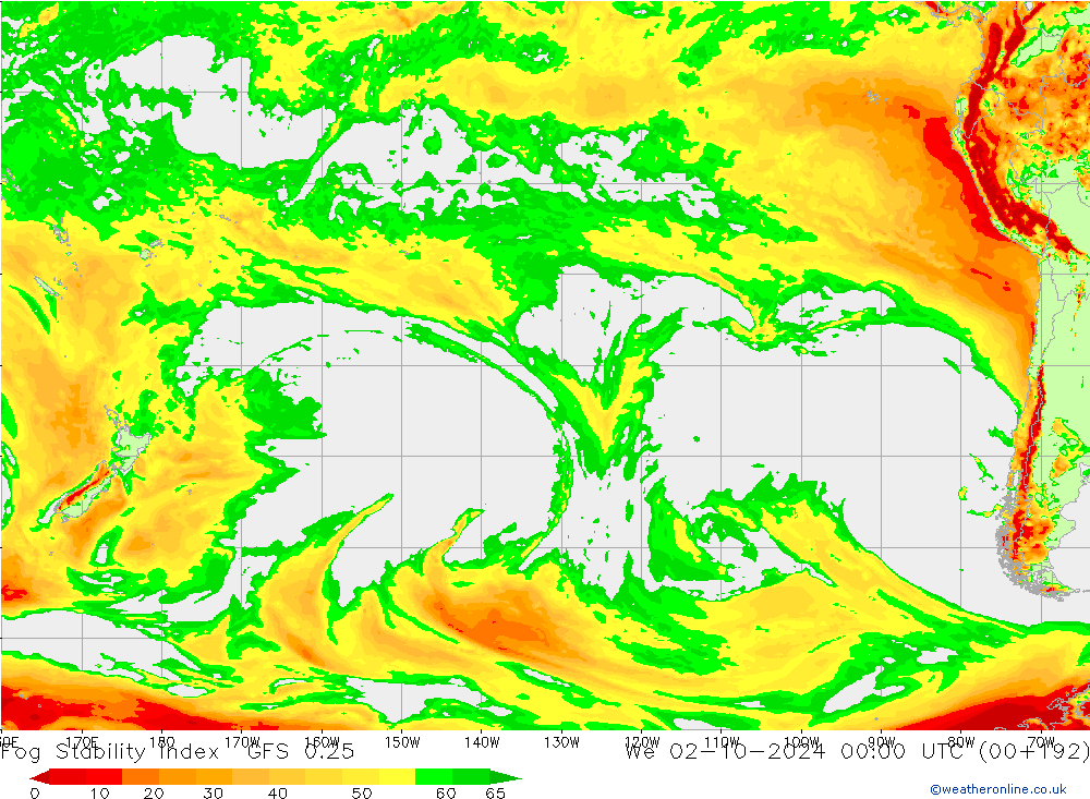 Fog Stability Index GFS 0.25 mié 02.10.2024 00 UTC