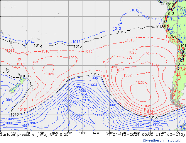 приземное давление GFS 0.25 пт 04.10.2024 00 UTC