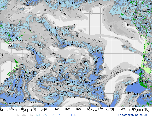 RH 700 hPa GFS 0.25 Tu 24.09.2024 03 UTC