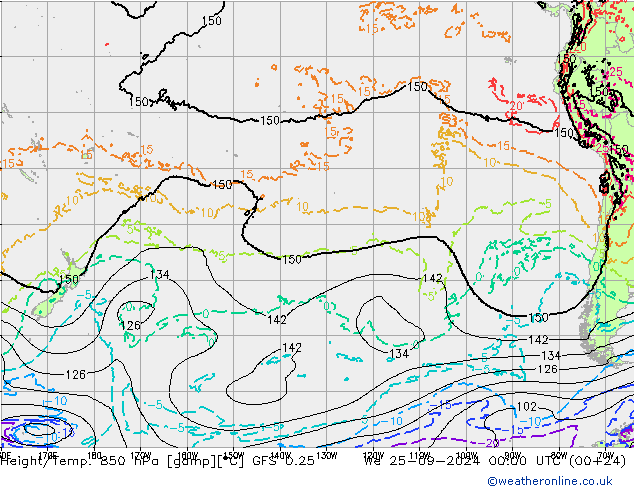 Z500/Rain (+SLP)/Z850 GFS 0.25 We 25.09.2024 00 UTC