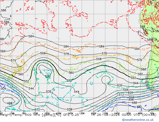 Z500/Rain (+SLP)/Z850 GFS 0.25 Th 26.09.2024 00 UTC