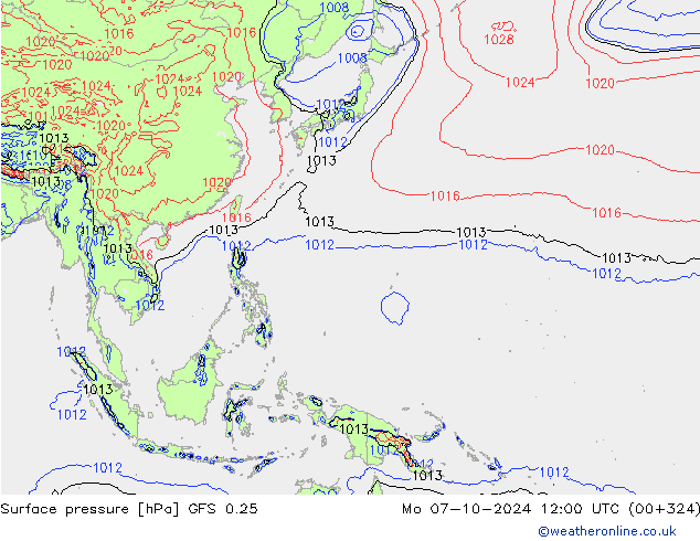 GFS 0.25: pon. 07.10.2024 12 UTC