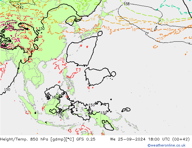 Z500/Rain (+SLP)/Z850 GFS 0.25 ср 25.09.2024 18 UTC