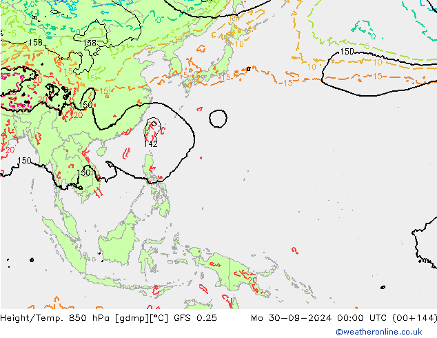 Z500/Rain (+SLP)/Z850 GFS 0.25 lun 30.09.2024 00 UTC