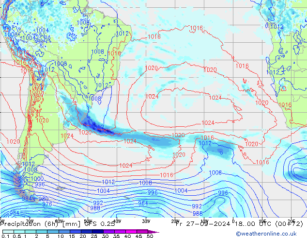 Z500/Rain (+SLP)/Z850 GFS 0.25 Sex 27.09.2024 00 UTC