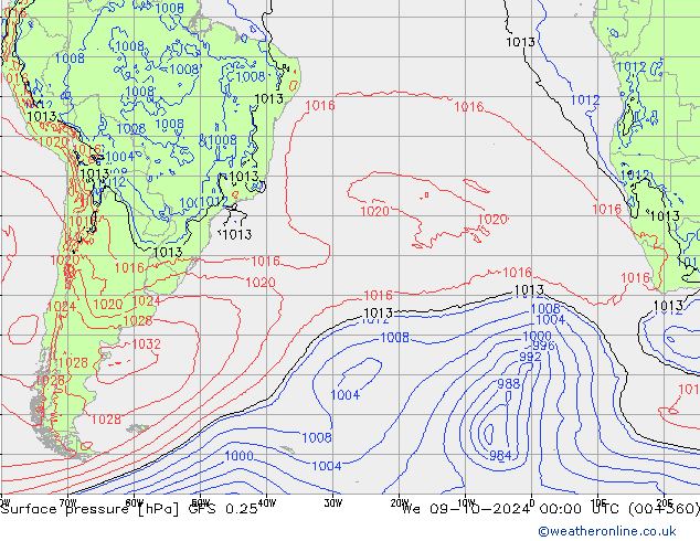 GFS 0.25: St 09.10.2024 00 UTC