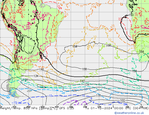 Z500/Rain (+SLP)/Z850 GFS 0.25 mar 01.10.2024 00 UTC