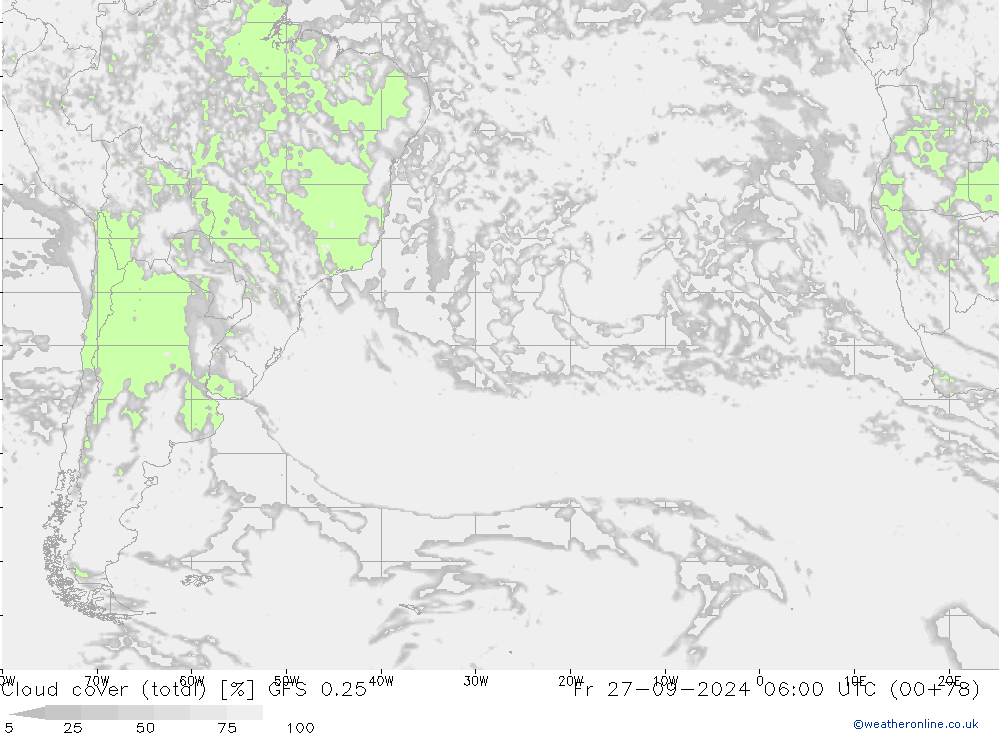 Bulutlar (toplam) GFS 0.25 Cu 27.09.2024 06 UTC