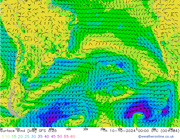 Bodenwind GFS 0.25 Do 10.10.2024 00 UTC