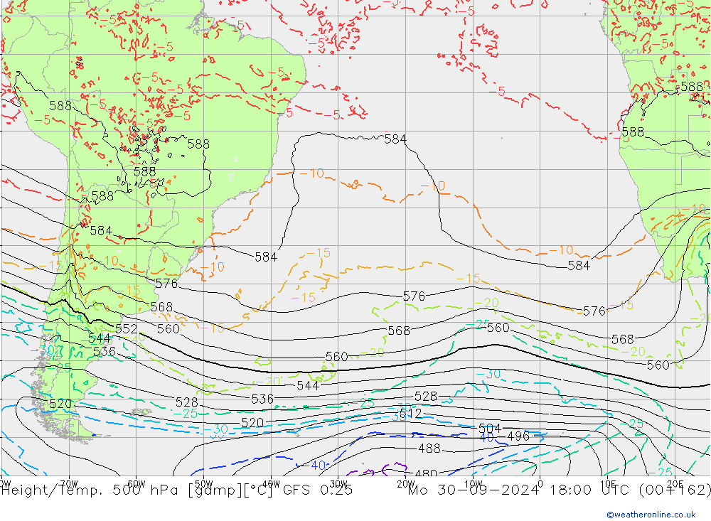 Z500/Rain (+SLP)/Z850 GFS 0.25 lun 30.09.2024 18 UTC